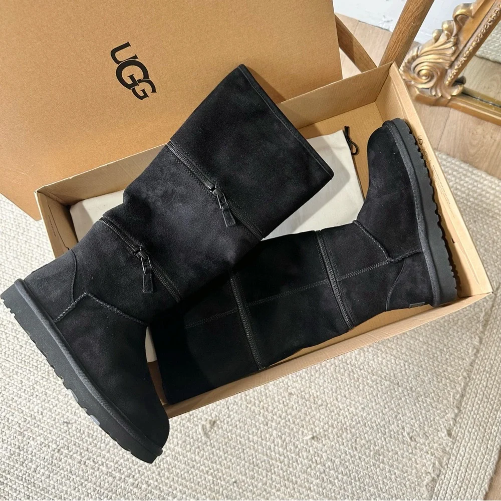 NWT Ugg Classic Ultra Tall Zip To Mini Short Boot Black